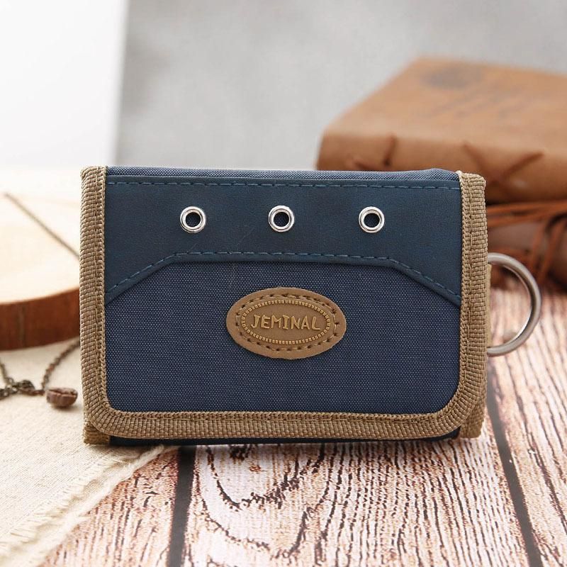 Three fold short canvas folding small wallet DJ-223