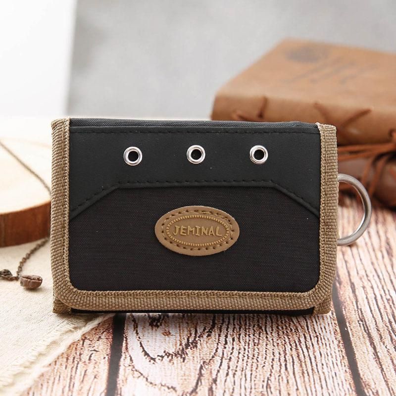 Three fold short canvas folding small wallet DJ-223