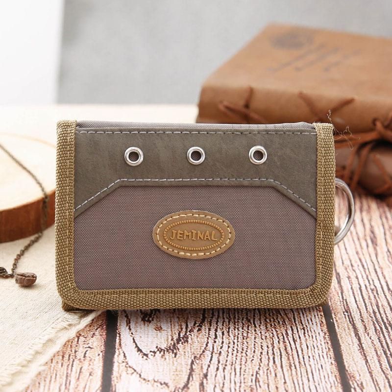 Three fold short canvas folding small wallet DJ-223