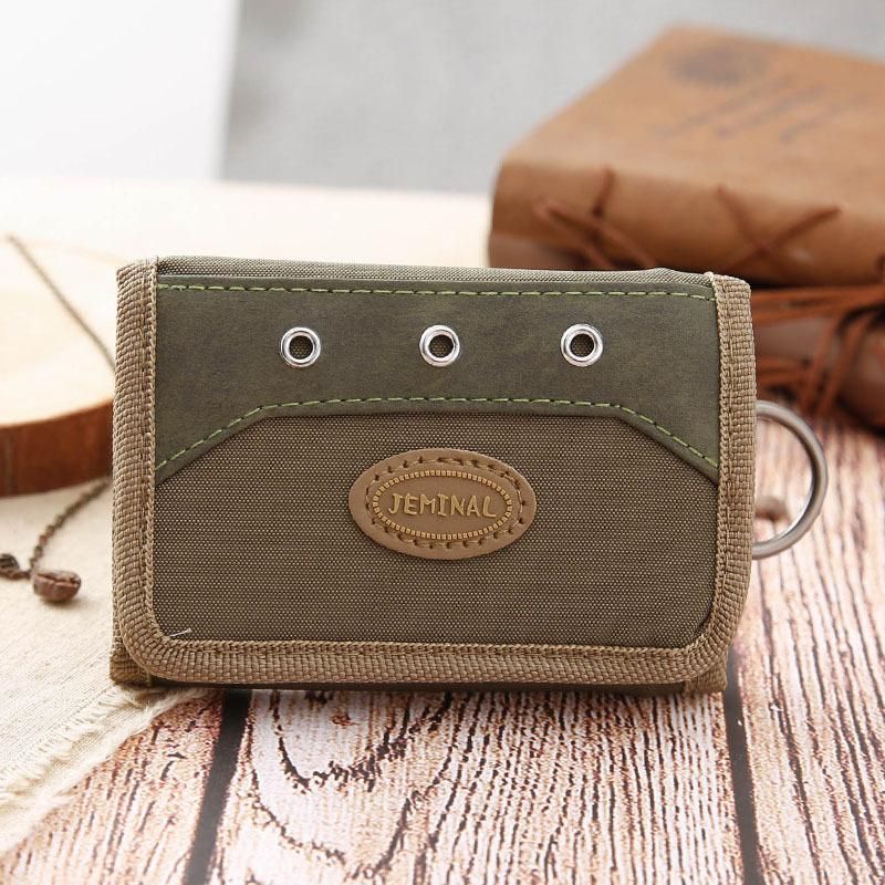 Three fold short canvas folding small wallet DJ-223