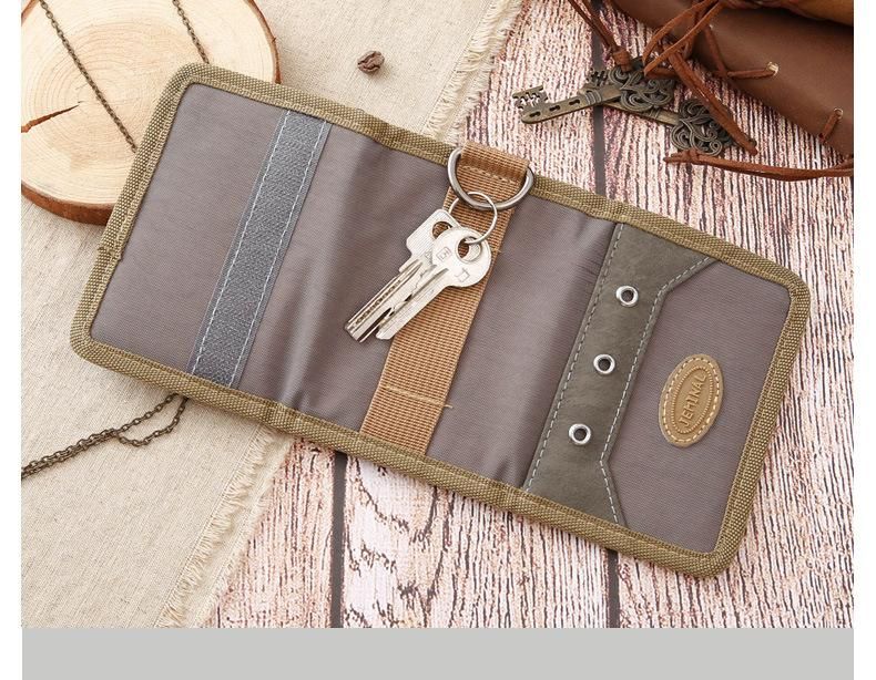 Three fold short canvas folding small wallet DJ-223