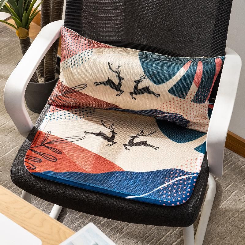 Summer Ice-silky Polyester Seat Cushion and Lumbar Pillow Set