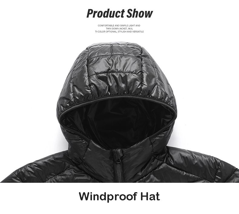 Hooded Down Jacket Ultralight Camping Trekking Hiking Waterproof - Blue