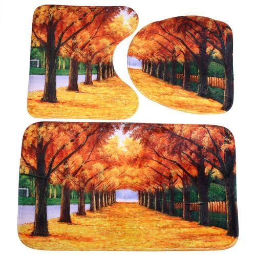 3pcNon-slip Bathroom Set Pedestal Rug+Lid Toilet Cover +Bath
