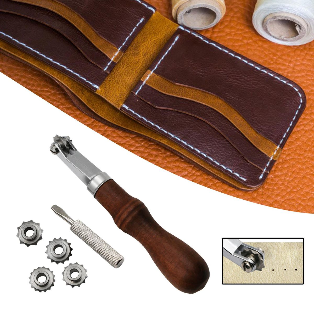 Tracing Wheel Sewing Wheel Marker,Rotary Perforator With Wooden Handle