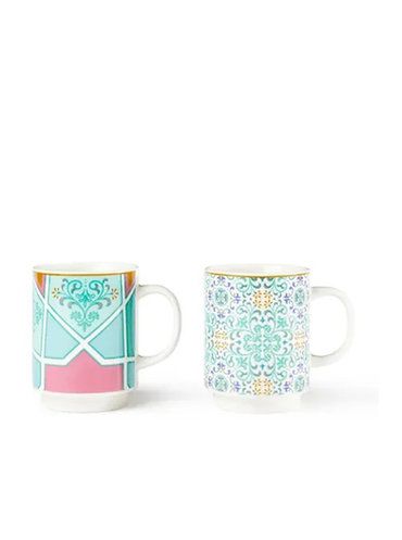 Ceramic Printed 2-Piece Mug Set, Morrocan Dream