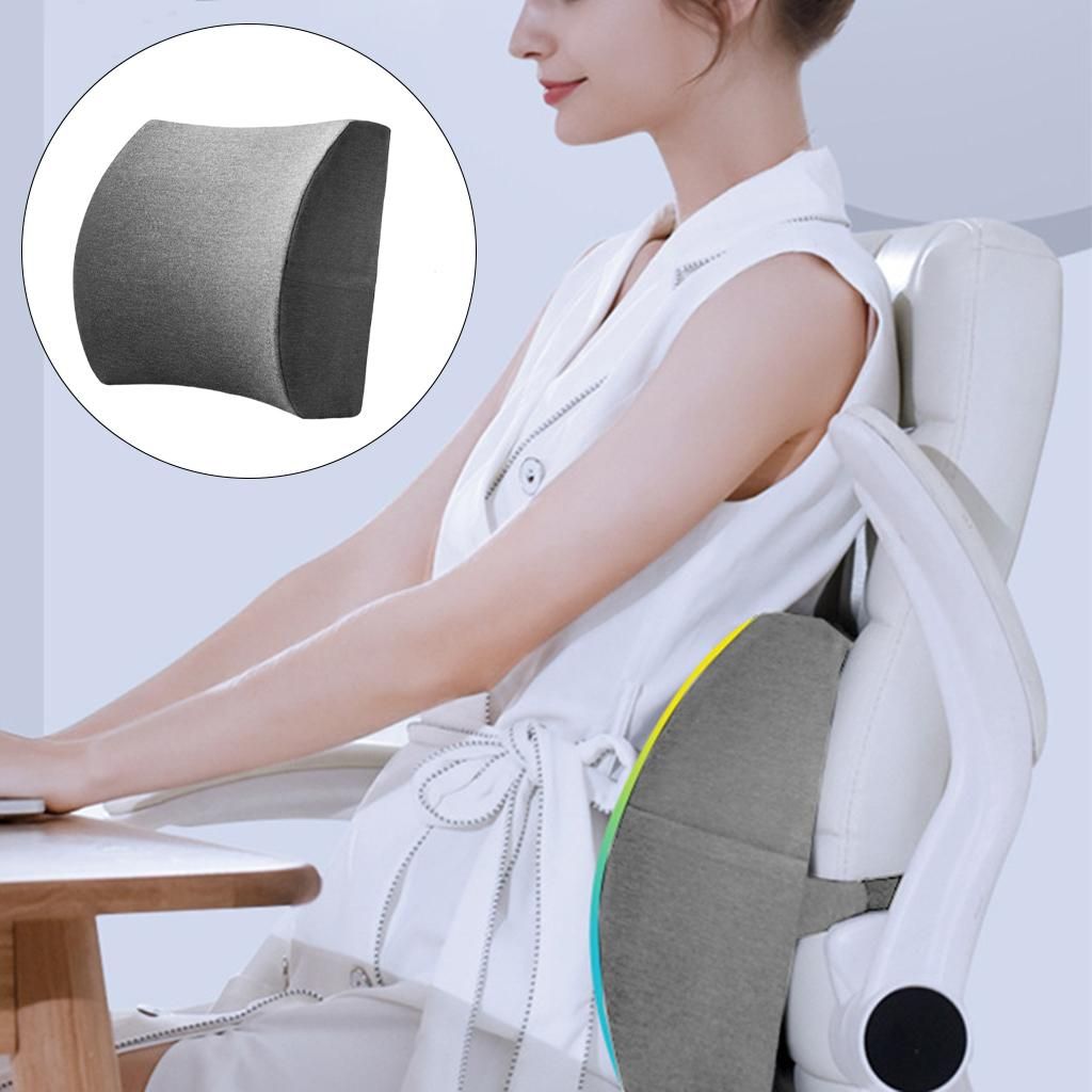 Breathable  Back Support Memory Foam Waist Straps Dark Gray