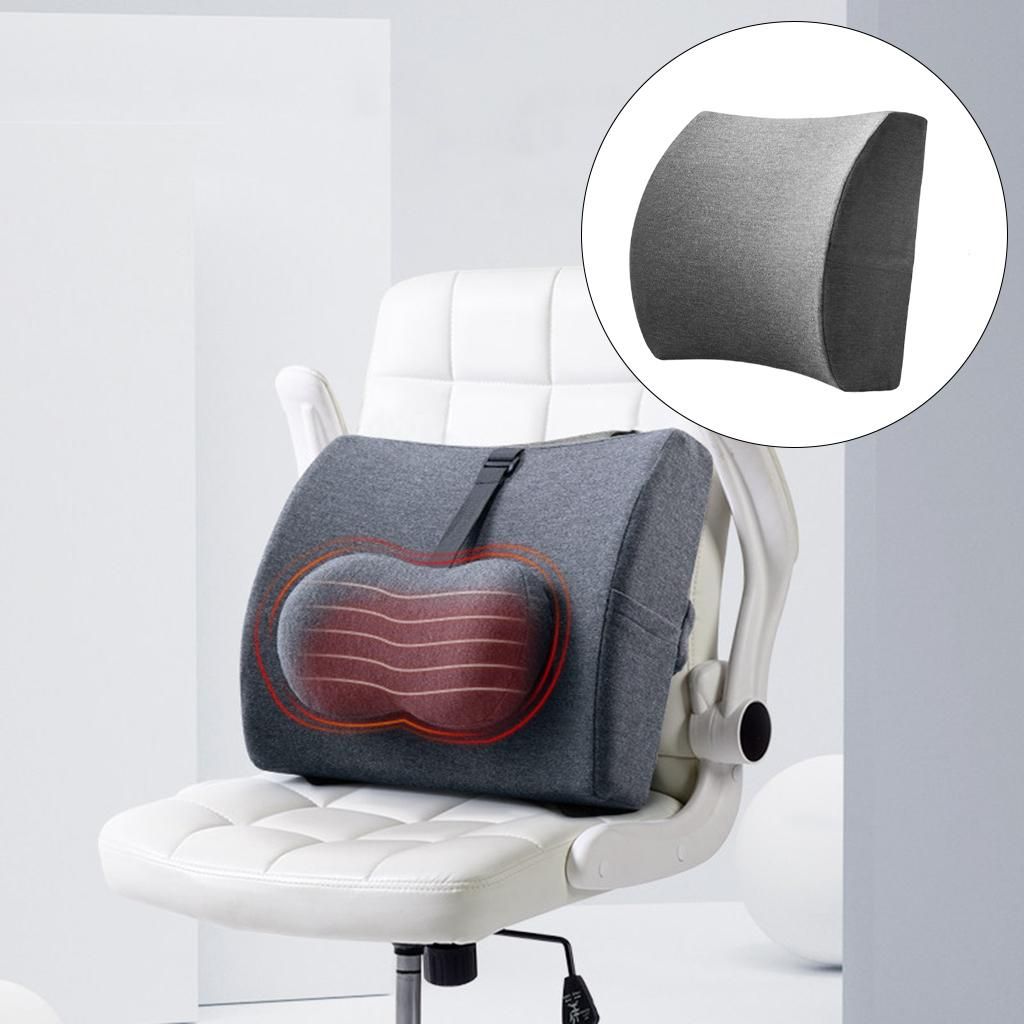 Breathable  Back Support Memory Foam Waist Straps Dark Gray