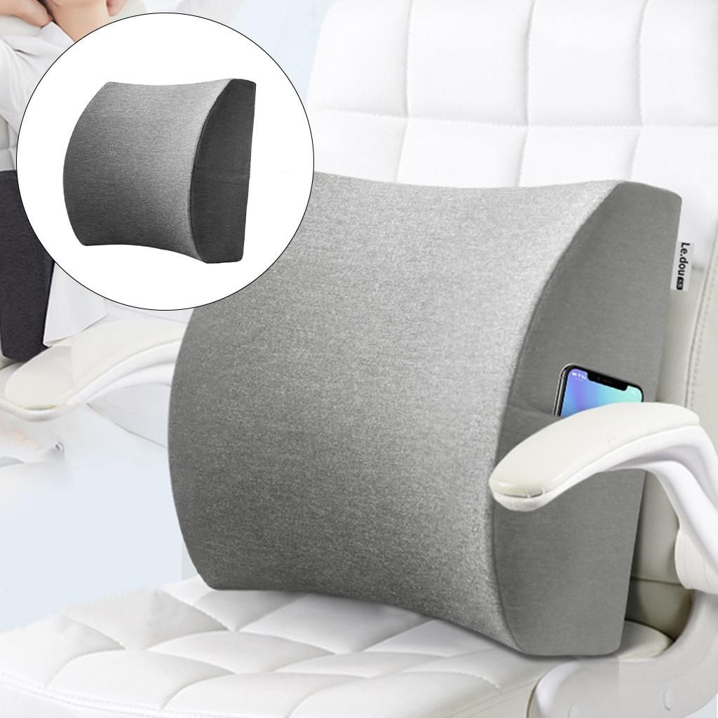 Breathable  Back Support Memory Foam Waist Straps Dark Gray