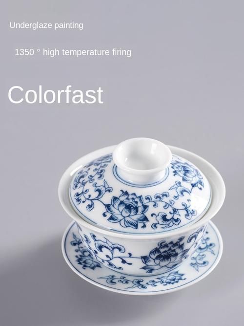 Retro Blue And White Porcelain Gaiwan Teaware Large Hand Painted Cover Bowl Single Sancai Tea Cups Ceramic Chinese Tea Set