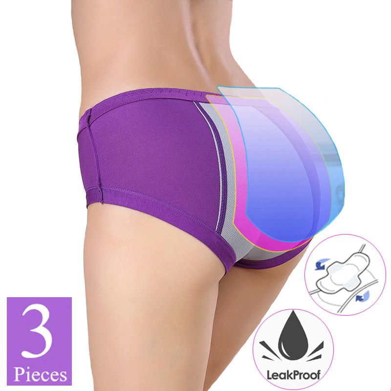 3Pcs/Set Menstrual Period Panties Cotton Ladies Physiological Leakproof Briefs