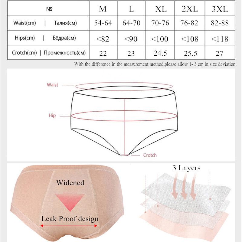 3Pcs/Set Menstrual Period Panties Cotton Ladies Physiological Leakproof Briefs