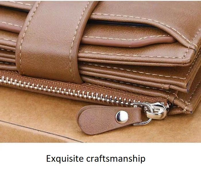 Fahion Men Pu Leather Short Wallets Card Holder Multfunction