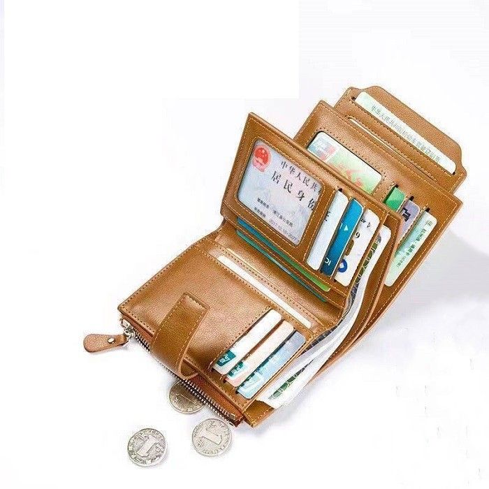 Fahion Men Pu Leather Short Wallets Card Holder Multfunction