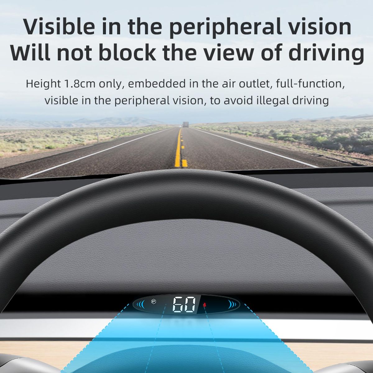 Heads-Up Display Digital Speedometer Display Vehicle Speed, Gear, Turn Signal, Remaining Battery, Door Reminder, Seat Belt Reminder Replacement for Tesla Model 3 Model Y 2019-2022