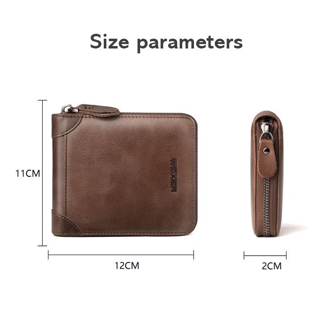 Men Leather Wallet Portable Short Wallet Men-Dark Brown