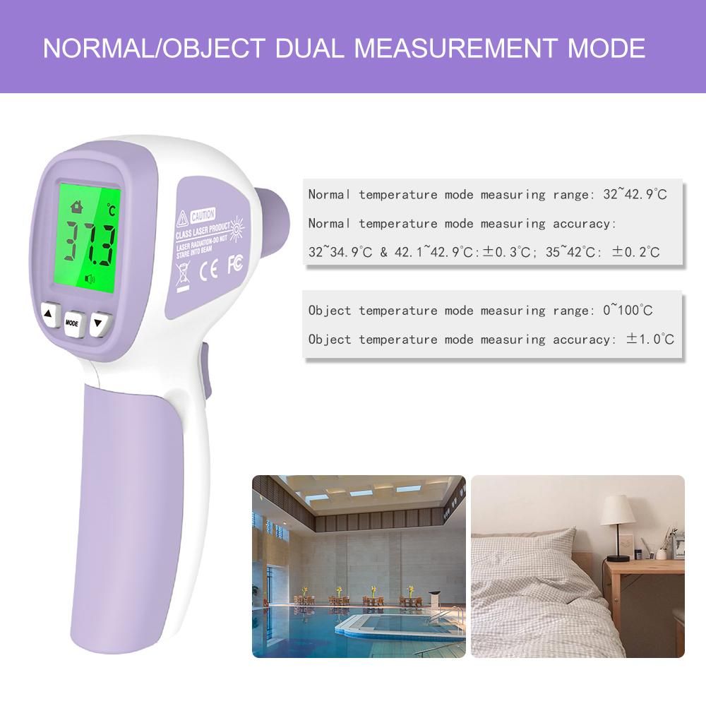 LCD Digital IR Thermometer Non-contact Infrared Forehead Thermometer Fever Thermometer Dual Mode Temperature Meter with Fever Alarm Data Storage
