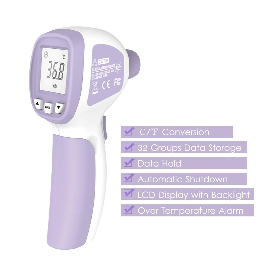 LCD Digital IR Thermometer Non-contact Infrared Forehead Thermometer Fever Thermometer Dual Mode Temperature Meter with Fever Alarm Data Storage