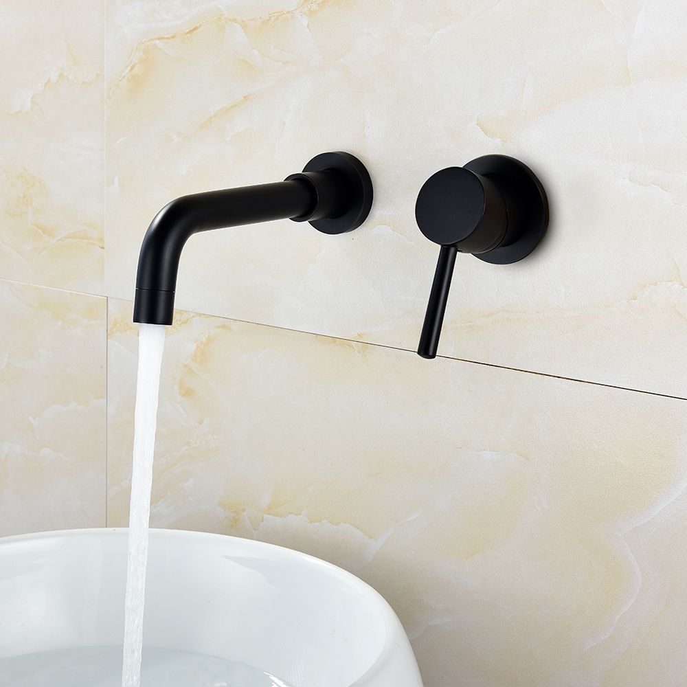 Brass Black Basin Faucet Single Handle Wall Mounted Bathroom Mixer Basin Taps Washroom Sink Faucet For Bathroom Vanity, Bowl Sink, BB6083A