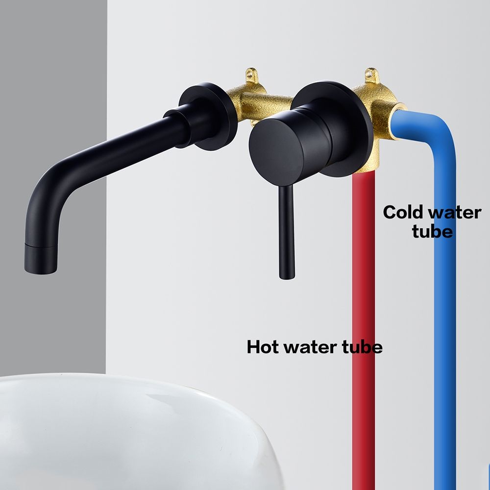 Brass Black Basin Faucet Single Handle Wall Mounted Bathroom Mixer Basin Taps Washroom Sink Faucet For Bathroom Vanity, Bowl Sink, BB6083A