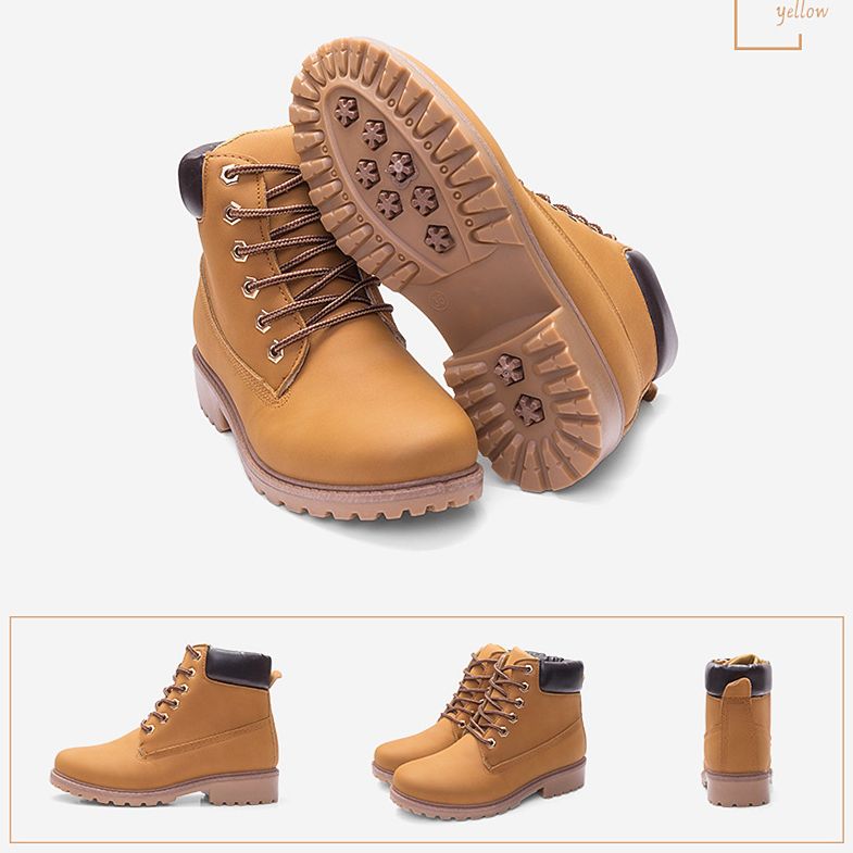 Women Shoes Martin Boots Shoes Ladies Shoes PU Leather Boots Yellow
