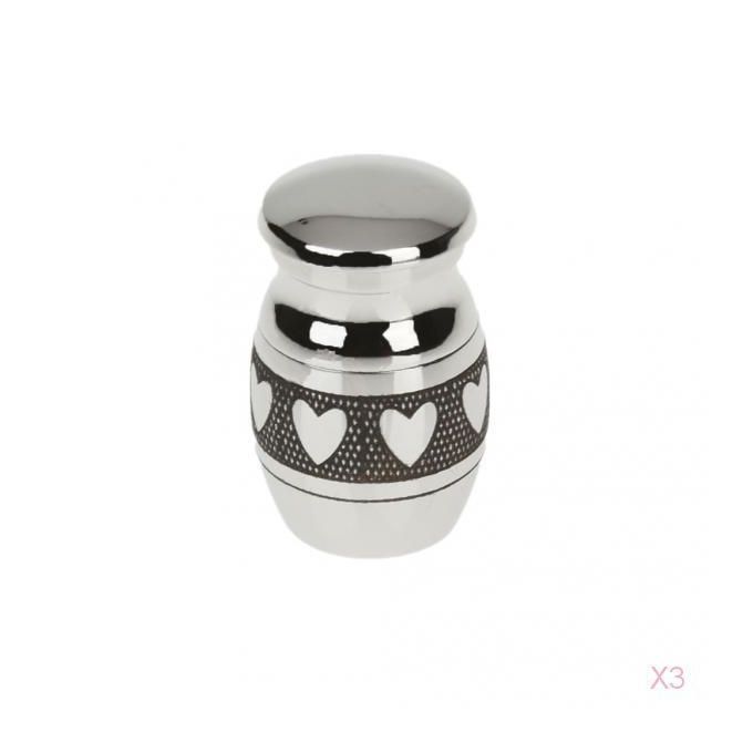 3pcs Small Heart Stainless Steel Cremation Urn  Urn Keepsake Jar
