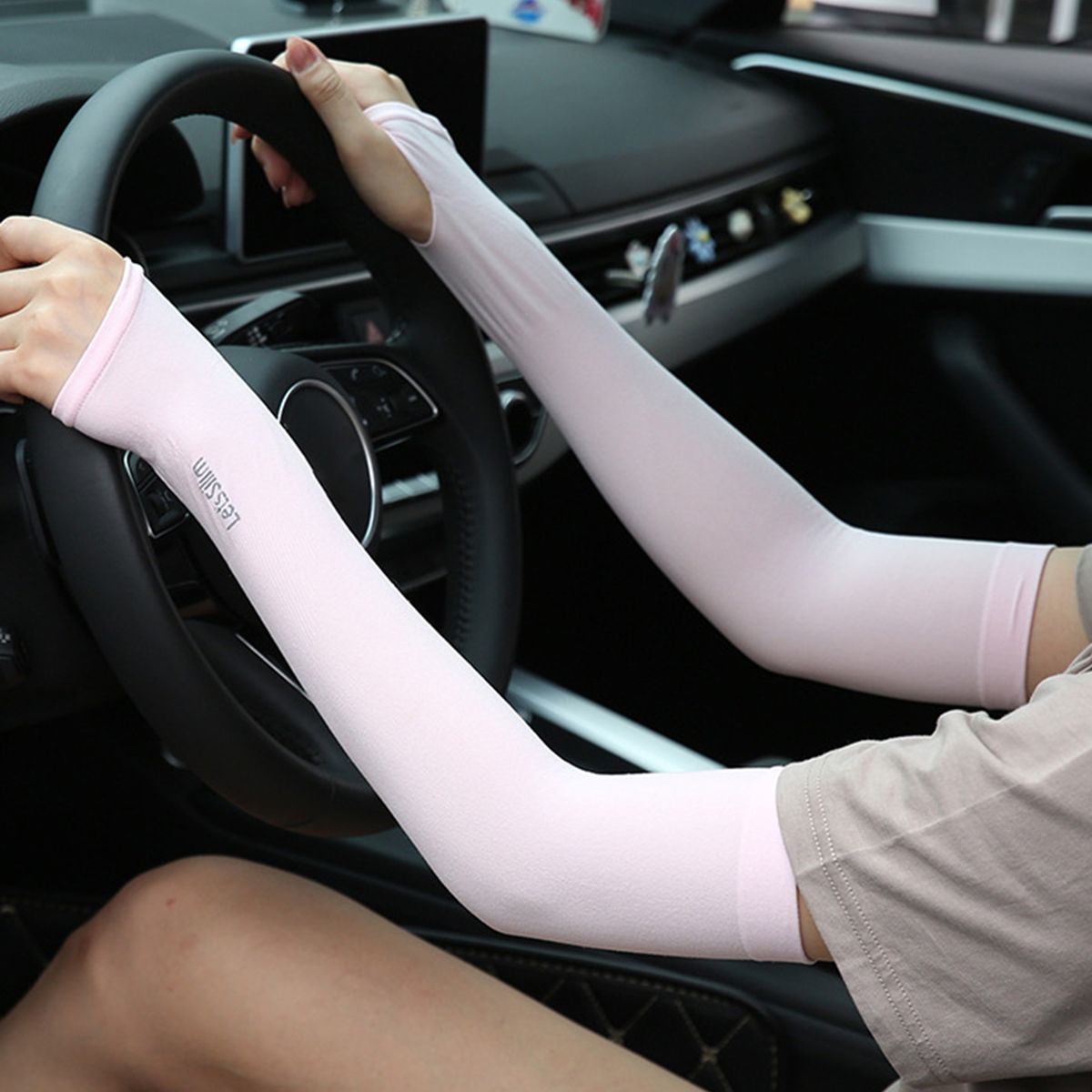 1 Pair Sleeve Wrap Fingerless Sweat Absorption Pink