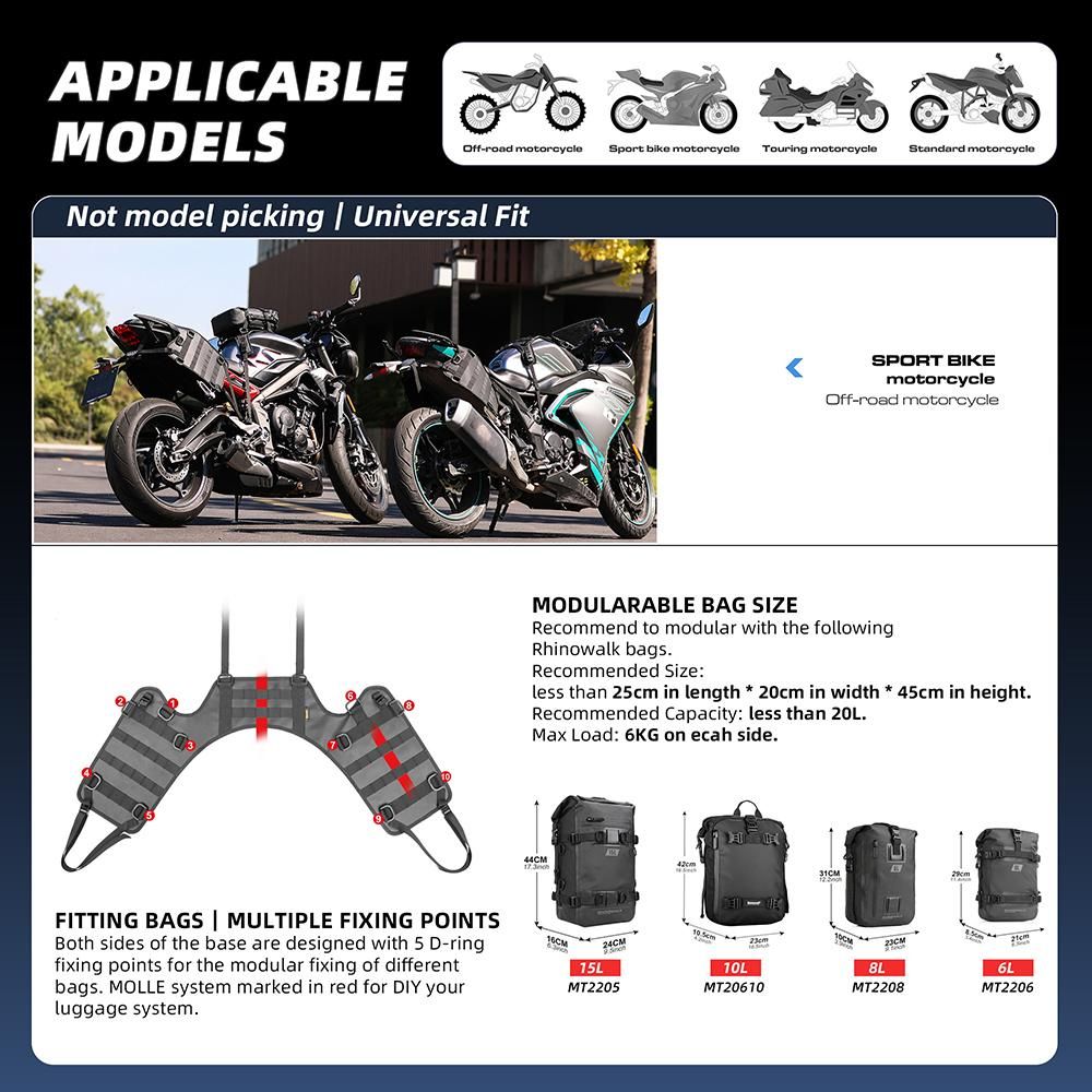 Motorcycle Rearseat Side Bag Base Portable Motor Accessory Universal Motorcross Rear Side Bag Base Motor Tail Bag Saddle