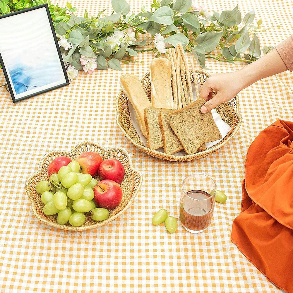 2Pcs Fruit and Vegetable Storage Round Wicker Baskets