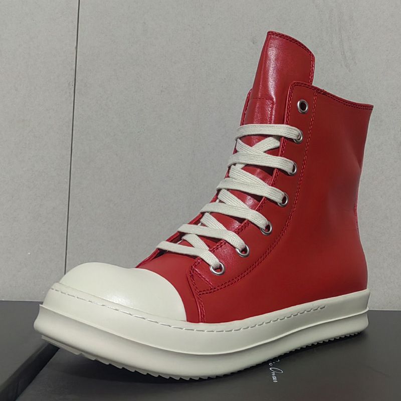 New High Top Lovers Skate Shoes Red Retro Sheepskin-Woman