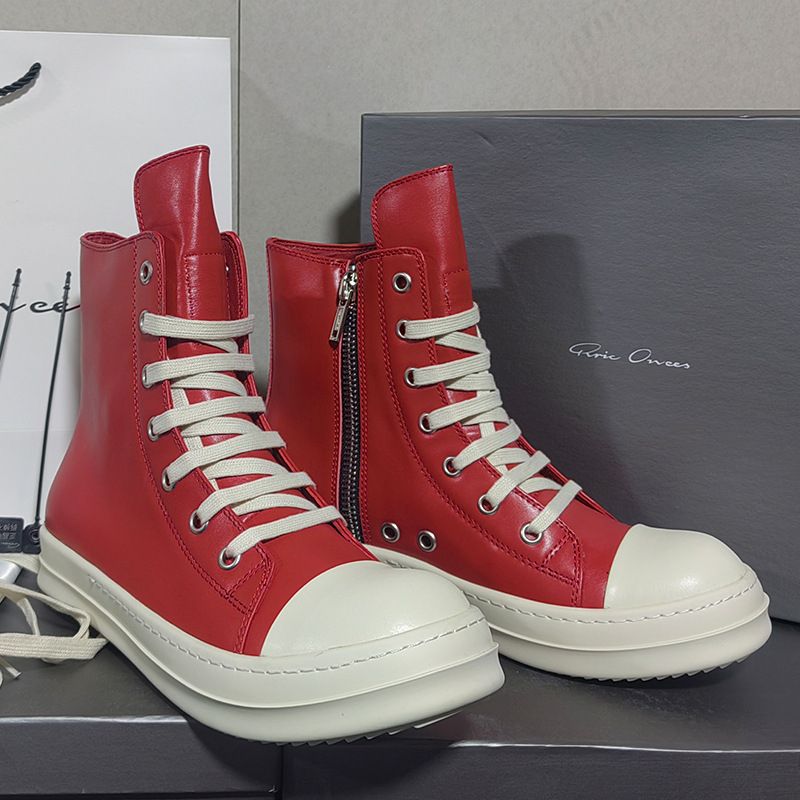 New High Top Lovers Skate Shoes Red Retro Sheepskin-Woman