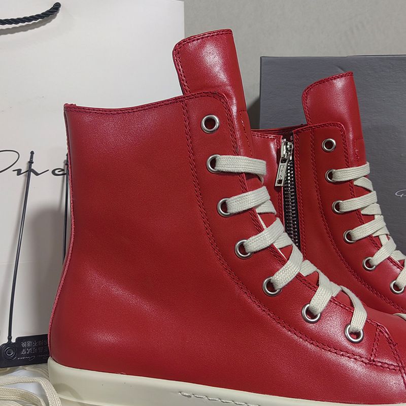 New High Top Lovers Skate Shoes Red Retro Sheepskin-Woman