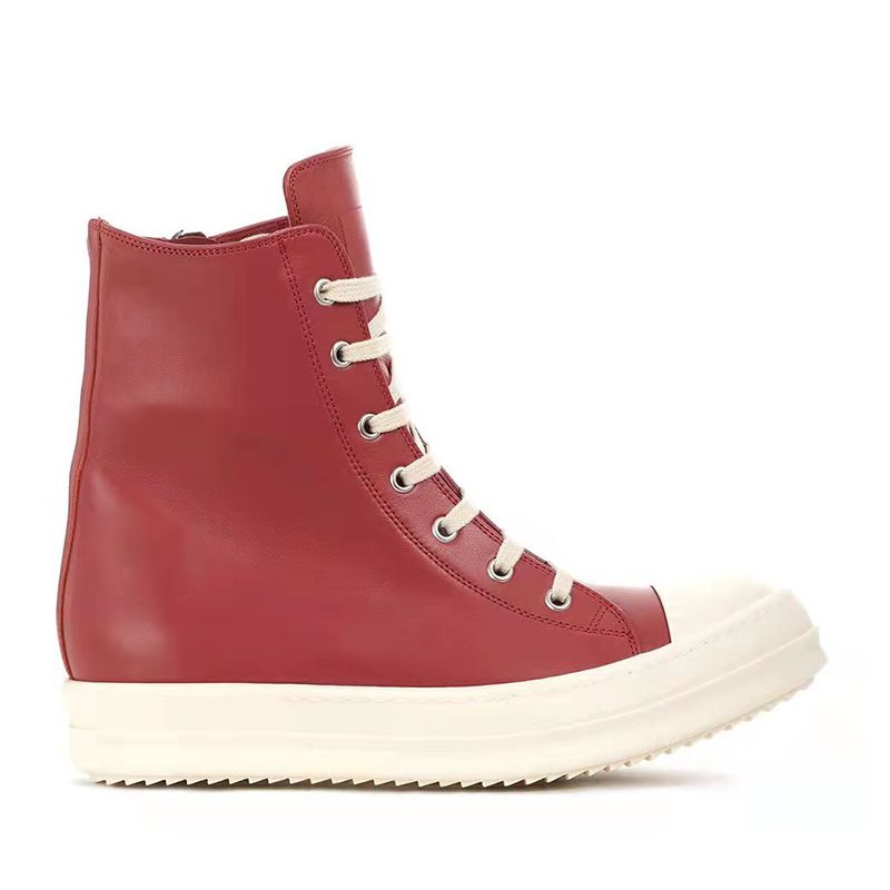 New High Top Lovers Skate Shoes Red Retro Sheepskin-Woman