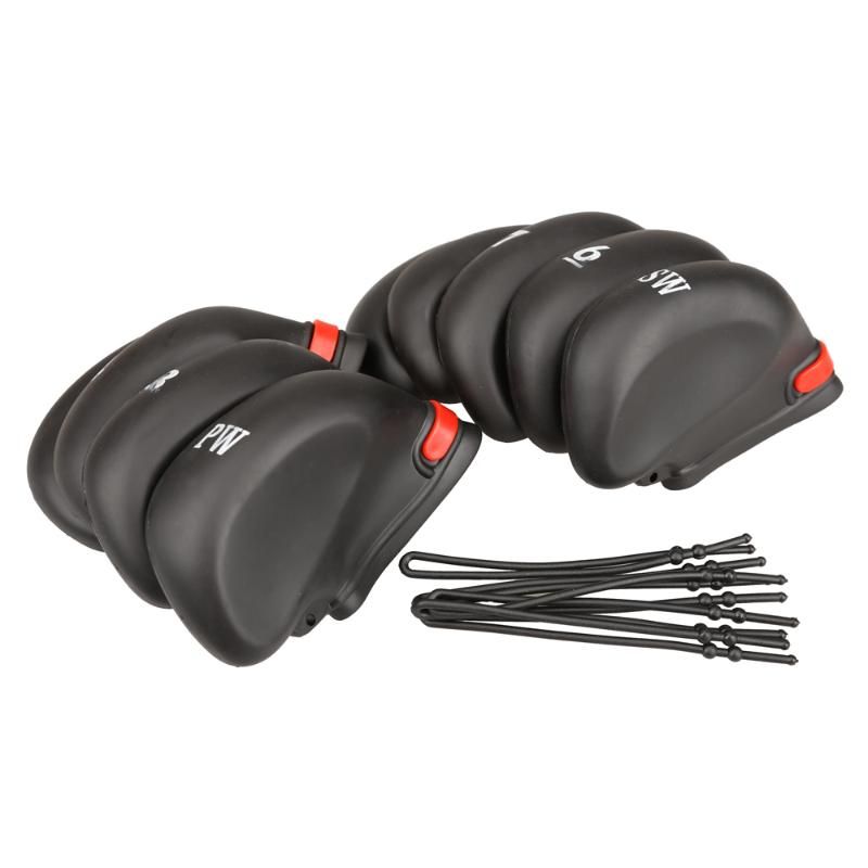 9pcs Black Golf Club Iron Putter Head Covers Protect Set