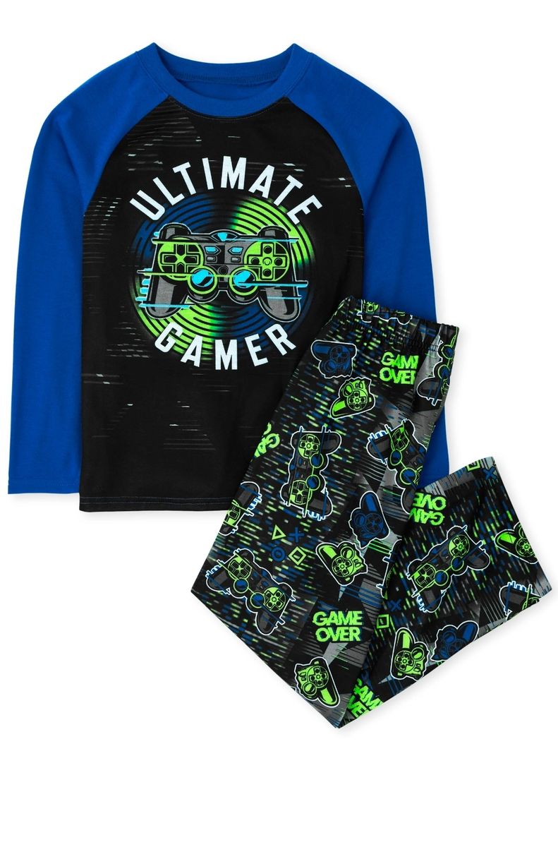 Boys Ultimate Game Over Snug Fit Cotton Pyjamas Sleepwear- Blue