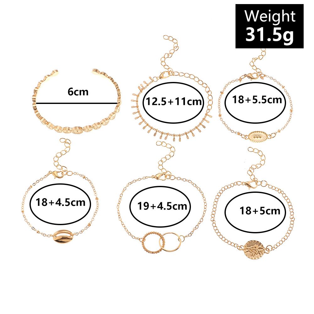 6pcs/set Women's Bracelet Seashell Geometric Charm Bracelet Delicate Bracelet