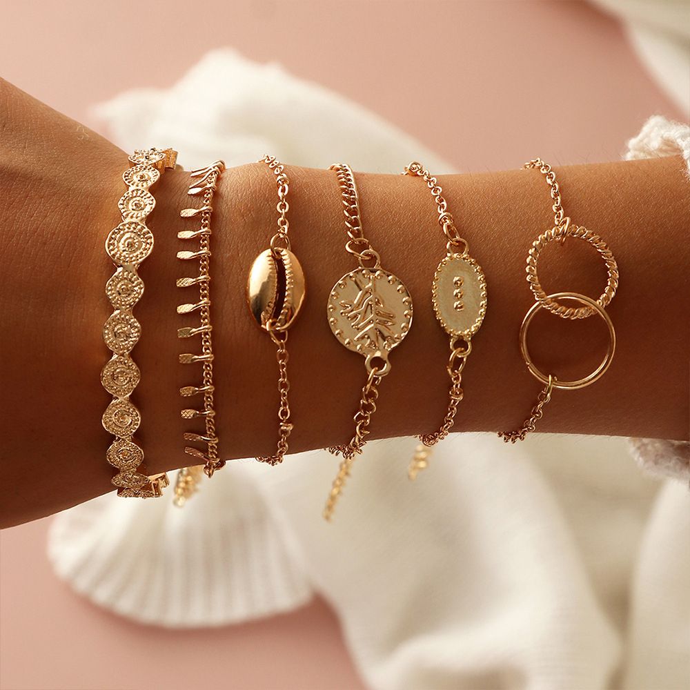 6pcs/set Women's Bracelet Seashell Geometric Charm Bracelet Delicate Bracelet