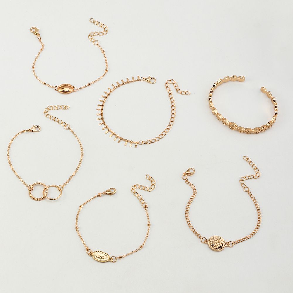 6pcs/set Women's Bracelet Seashell Geometric Charm Bracelet Delicate Bracelet