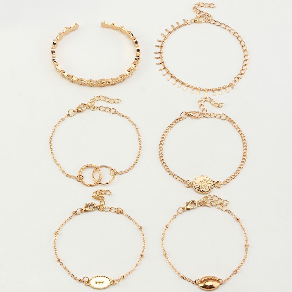 6pcs/set Women's Bracelet Seashell Geometric Charm Bracelet Delicate Bracelet