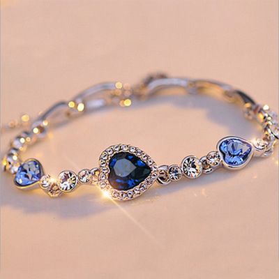 Bracelet Women Girl Crystal Heart Shaped
