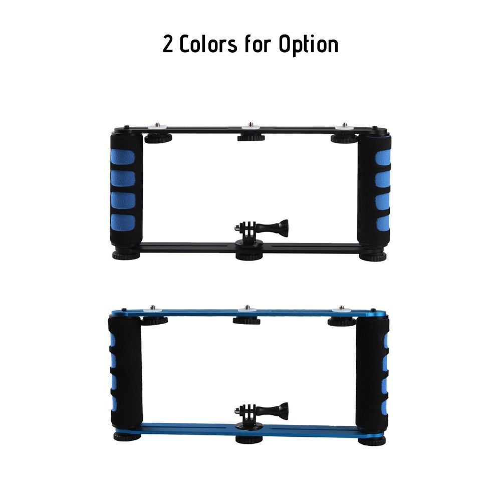 Aluminium Alloy Dual Handheld Grip Selfie Stick 1/4 Inch