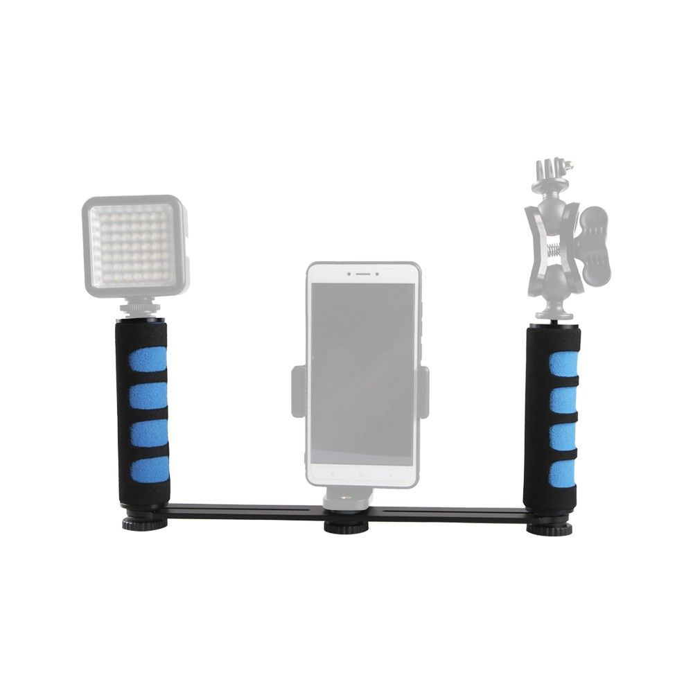 Aluminium Alloy Dual Handheld Grip Selfie Stick 1/4 Inch
