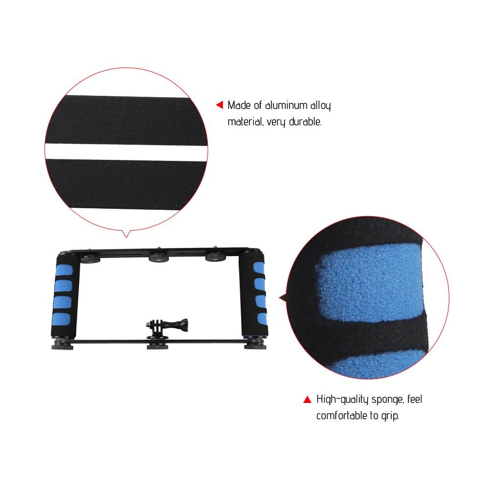 Aluminium Alloy Dual Handheld Grip Selfie Stick 1/4 Inch