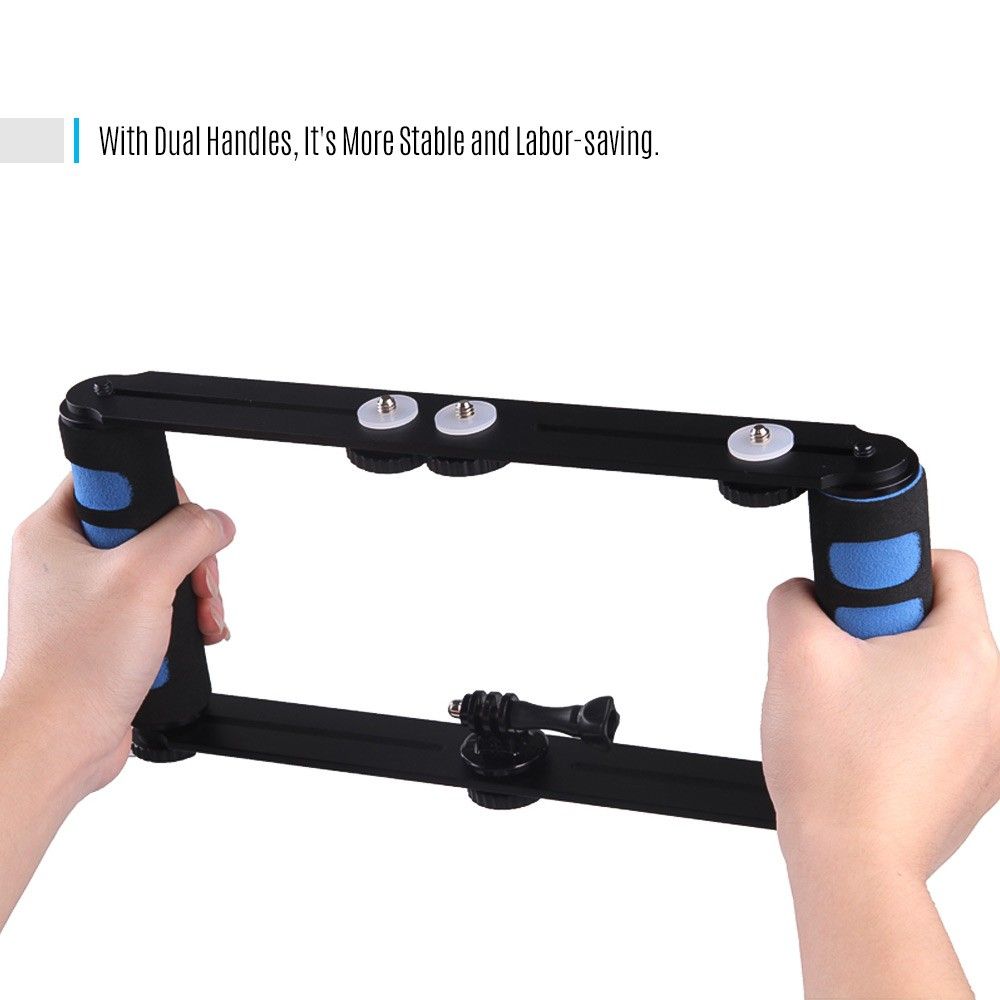 Aluminium Alloy Dual Handheld Grip Selfie Stick 1/4 Inch