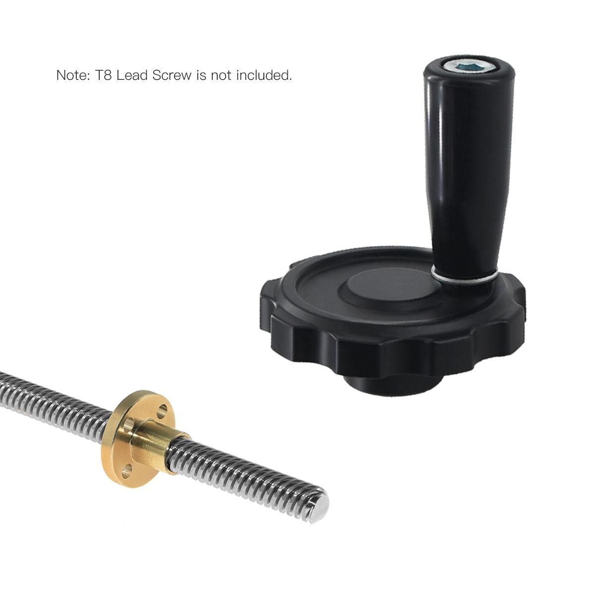 3D Printer Parts Black Aluminum Alloy Hand Wheel 62mm Diameter with Bakelite Handle Machine Tool for T8 Lead Screw