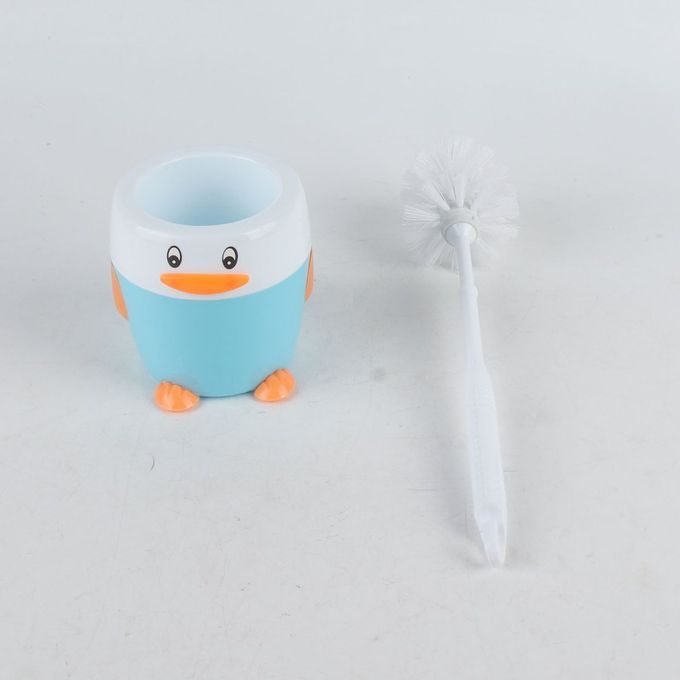 Penguin Toilet Brush With Base Toilet Toilet Brush Household-Blue