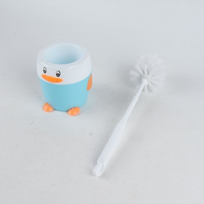 Penguin Toilet Brush With Base Toilet Toilet Brush Household-Blue