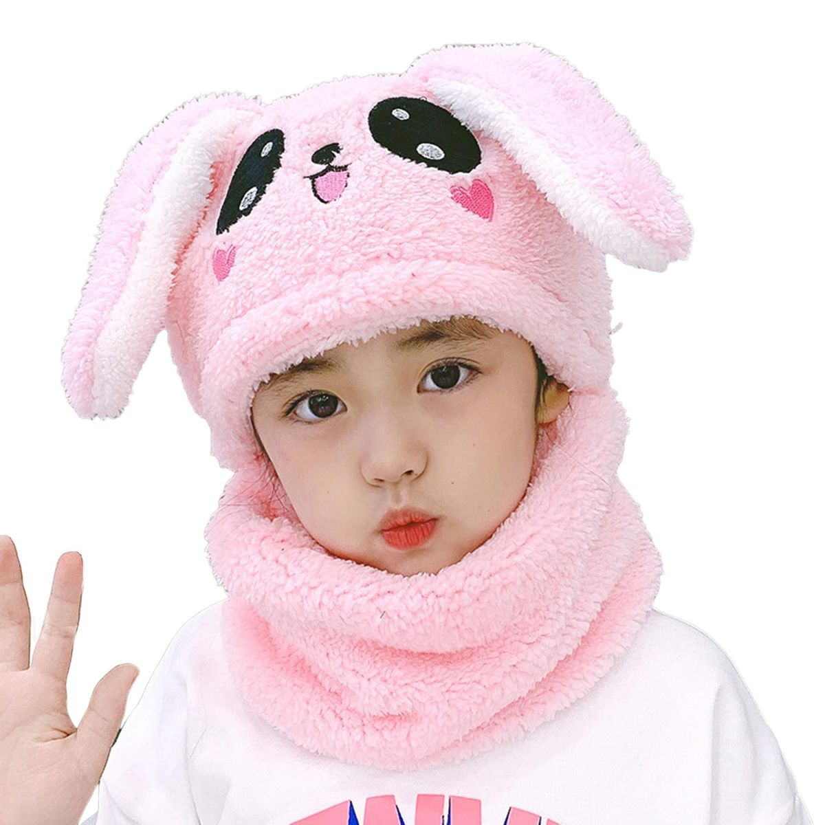 Toddlers Hat Winter Thermal Girls Neck Warmer Cap Pink