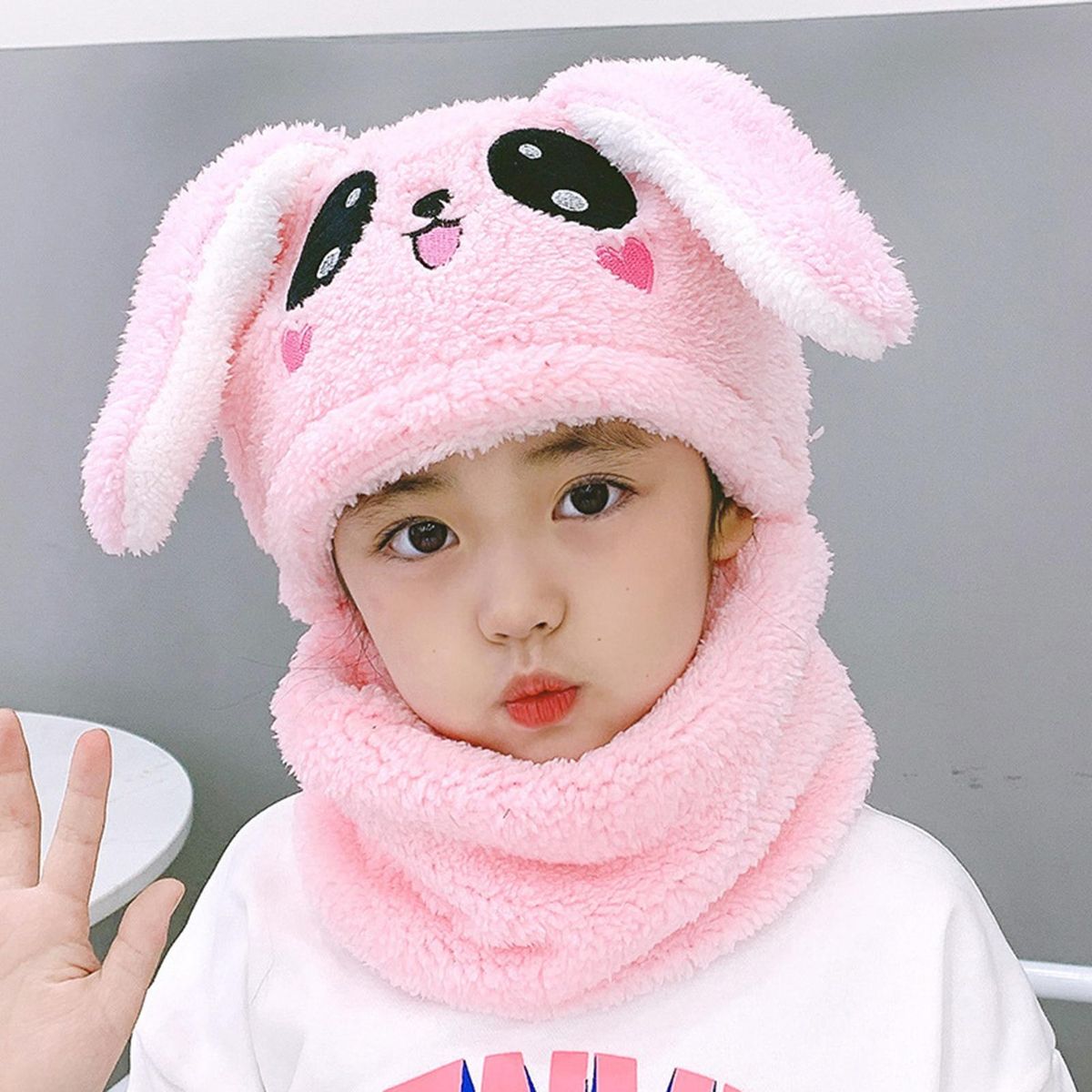 Toddlers Hat Winter Thermal Girls Neck Warmer Cap Pink