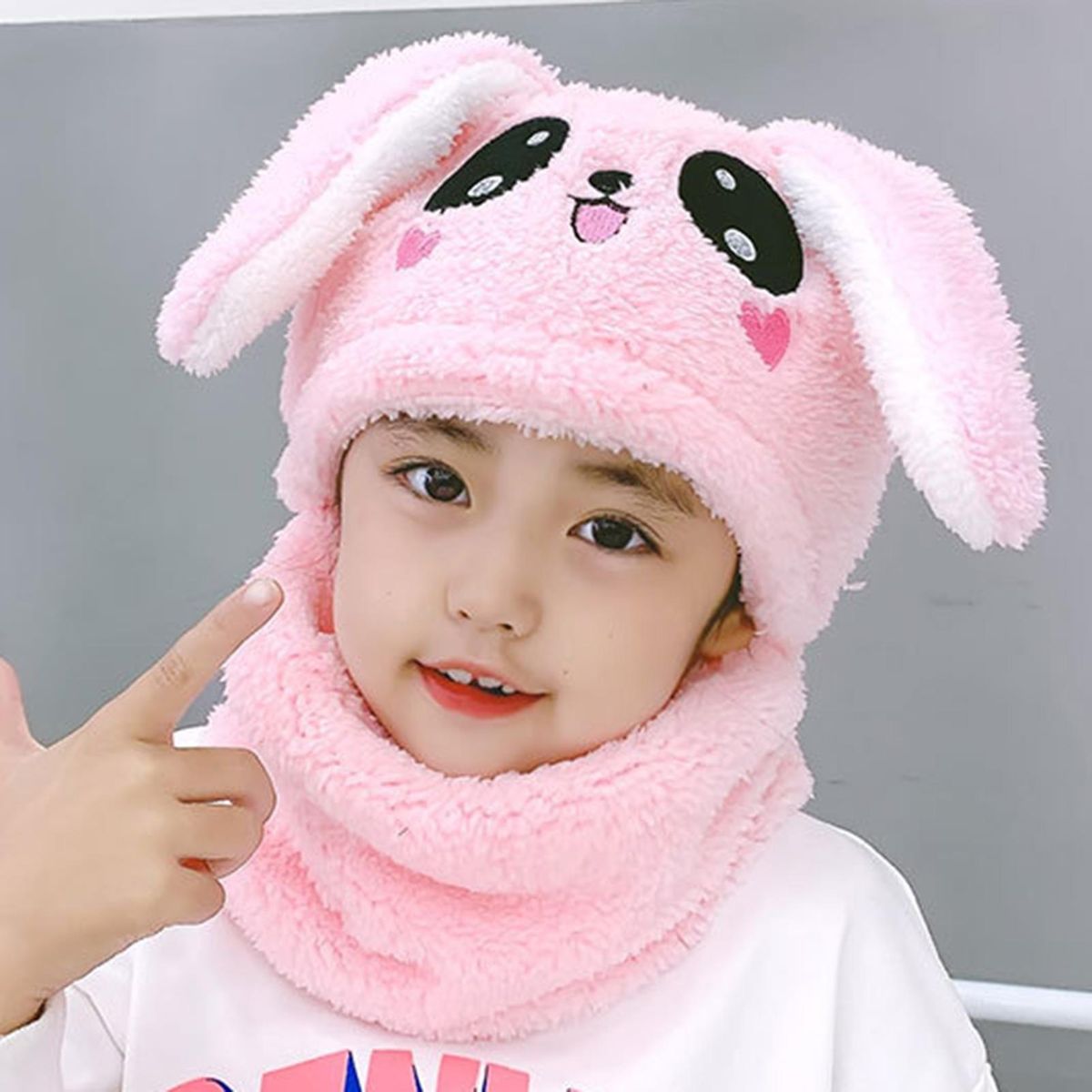 Toddlers Hat Winter Thermal Girls Neck Warmer Cap Pink